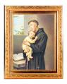 ST. ANTHONY IN A FINE DETAILED SCROLL CARVINGS ANTIQUE GOLD FRAME 